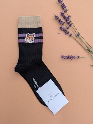 Шкарпетки жіночі Maison Kitsune чорні Лисичка демісезонні фото