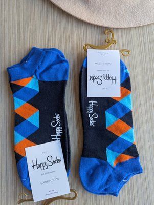 Шкарпетки короткі чоловічі Happy Socks сині Ромби демісезонні фото