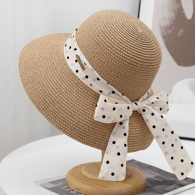 Жіночий солом'яний капелюх Fashion Горох коричневий 55-57 фото