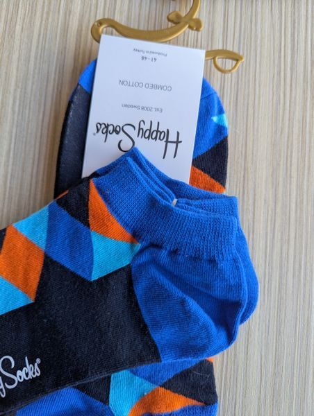 Шкарпетки короткі чоловічі Happy Socks сині Ромби демісезонні фото