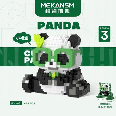 Конструктор з мікроблоків Panda K92 панда в окулярах 455 блоки фото