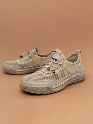 Чоловічі кросівки літні туфлі Fashion 856 бежеві сітка фото