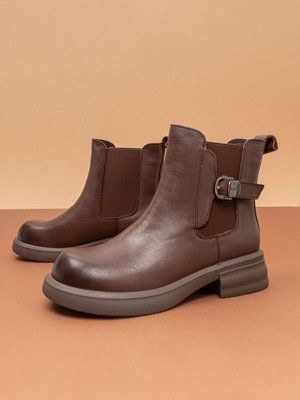 Жіночі черевики челсі Fashion ZM258051DL коричневі натуральна шкіра демі фото