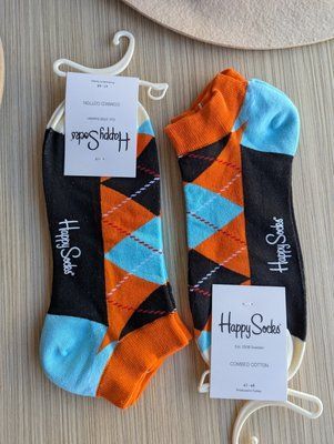 Шкарпетки короткі чоловічі Happy Socks чорні Ромби демісезонні фото