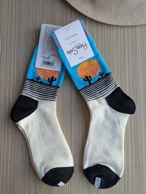 Шкарпетки жіночі Happy Socks біло-блакитні Мексика демісезонні фото