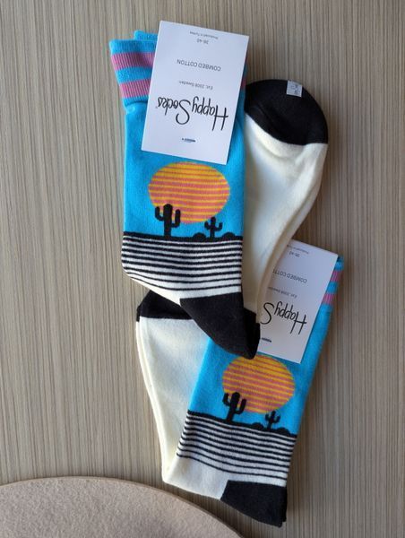 Шкарпетки жіночі Happy Socks біло-блакитні Мексика демісезонні фото