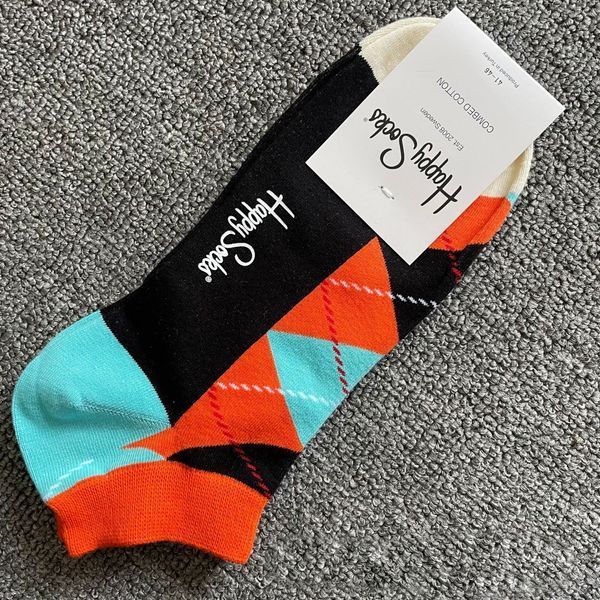 Шкарпетки короткі чоловічі Happy Socks чорні Ромби демісезонні фото