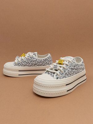 Жіночі кеди кросівки Fashion 250115-2 чорно-білі текстильні фото