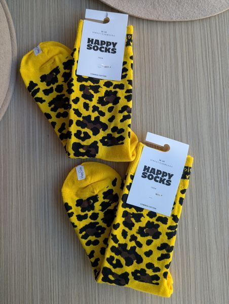 Шкарпетки жіночі Happy Socks жовті Леопард демісезонні фото
