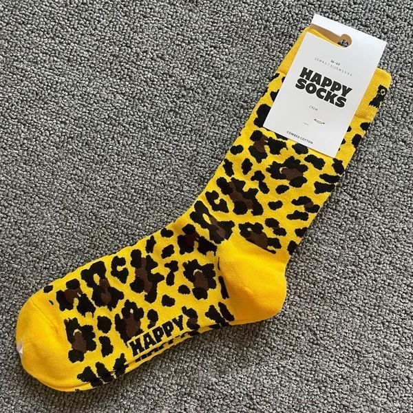 Шкарпетки жіночі Happy Socks жовті Леопард демісезонні фото