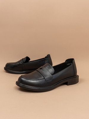 Жіночі лофери туфлі IVA 11520-107-H чорні натуральна шкіра фото