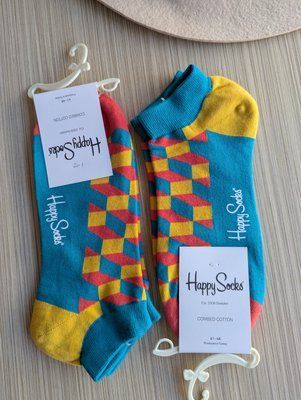 Шкарпетки короткі чоловічі Happy Socks зелені Куб демісезонні фото