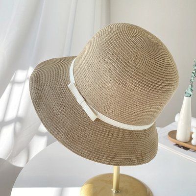Жіночий солом'яний капелюх Fashion Бантик коричневий 55-57 фото