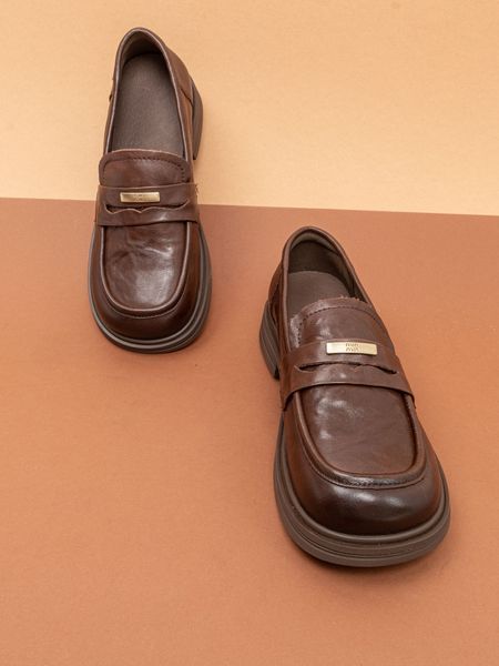 Жіночі лофери туфлі Fashion ZM258219 коричневі натуральна шкіра фото