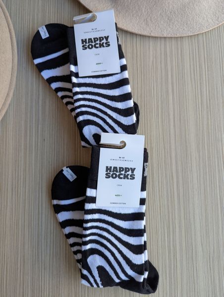 Шкарпетки жіночі Happy Socks чорно-блі Зебра демісезонні фото