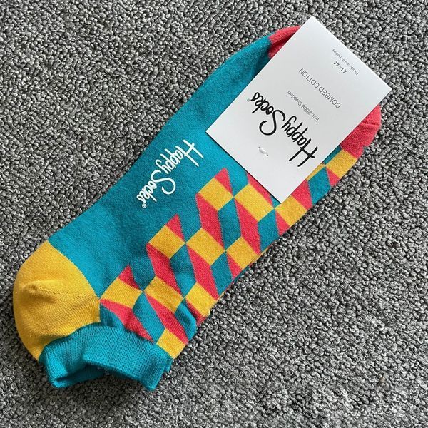 Шкарпетки короткі чоловічі Happy Socks зелені Куб демісезонні фото