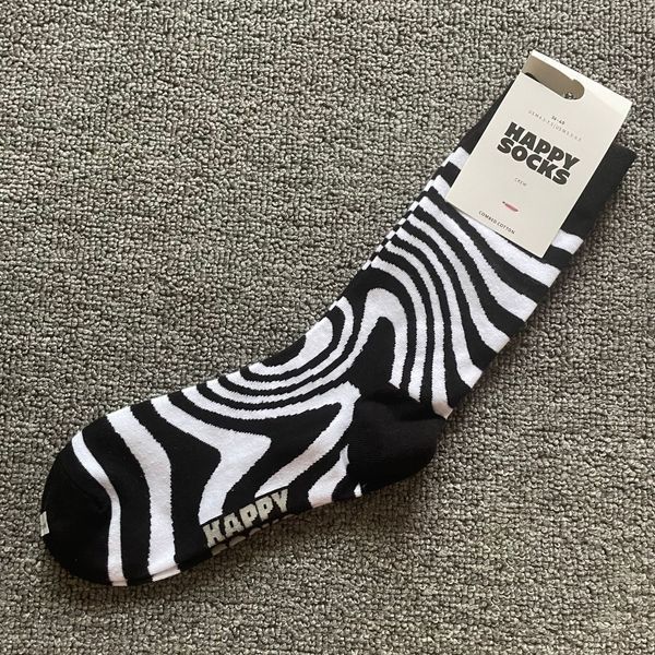 Шкарпетки жіночі Happy Socks чорно-блі Зебра демісезонні фото