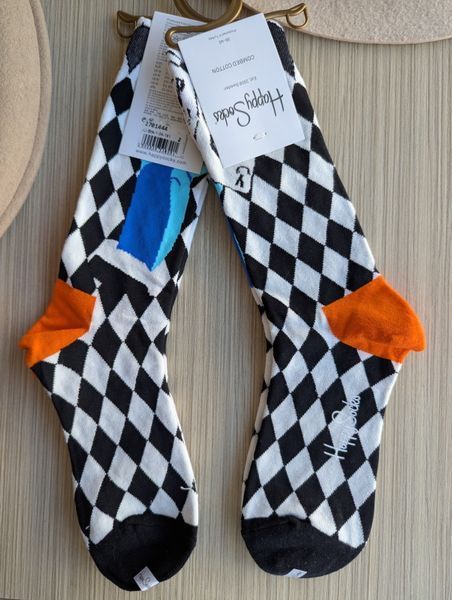 Шкарпетки жіночі Happy Socks чорно-білі Ромби демісезонні фото