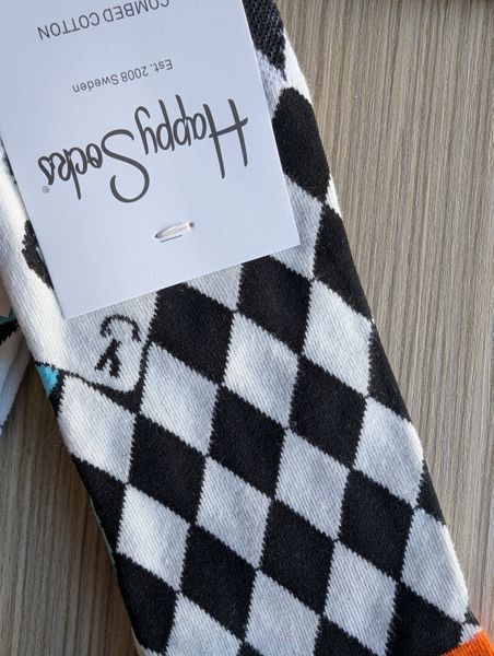 Шкарпетки жіночі Happy Socks чорно-білі Ромби демісезонні фото