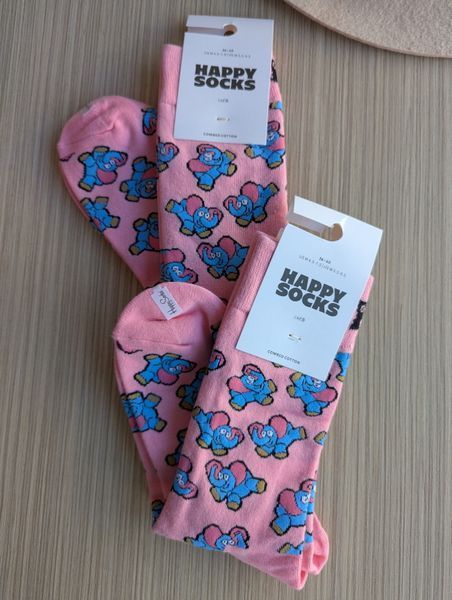 Шкарпетки жіночі Happy Socks рожеві Слоники демісезонні фото