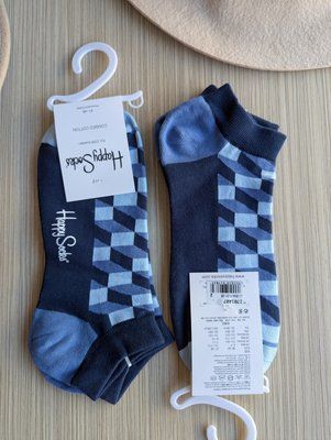 Шкарпетки короткі чоловічі Happy Socks темно-сині Куб демісезонні фото