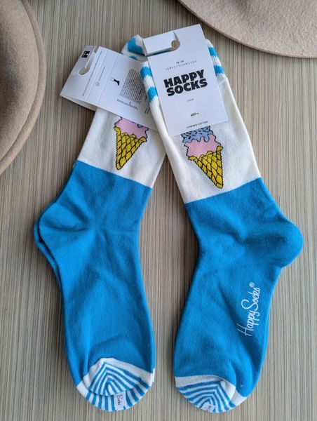 Шкарпетки жіночі Happy Socks блакитні Морозиво демісезонні фото