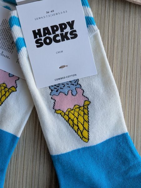Шкарпетки жіночі Happy Socks блакитні Морозиво демісезонні фото