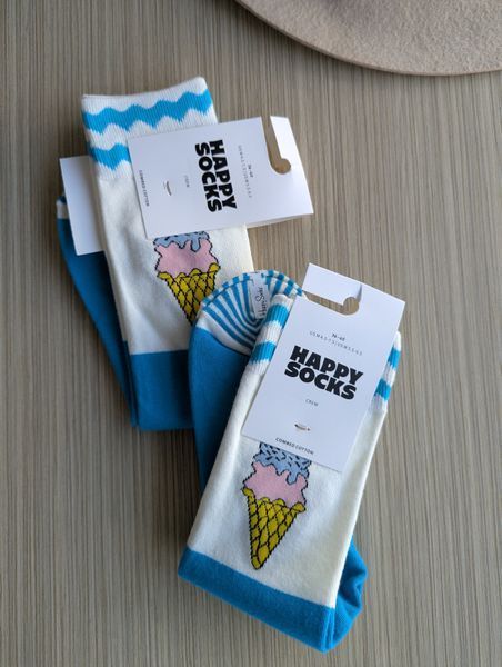 Шкарпетки жіночі Happy Socks блакитні Морозиво демісезонні фото