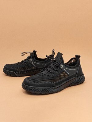 Чоловічі кросівки літні туфлі Fashion 856 чорні сітка фото