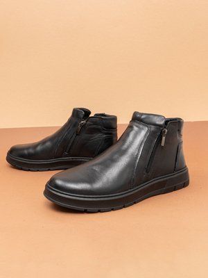 Чоловічі зимові черевики Detta D820 чорні натуральна шкіра фото