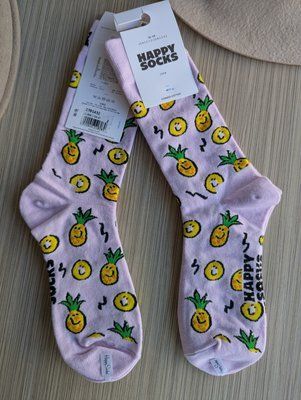 Шкарпетки жіночі Happy Socks рожеві Ананаси демісезонні фото