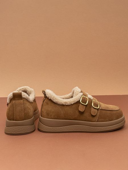 Жіночі зимові черевики угги Leathershoes 5557 кемел натуральна замша фото
