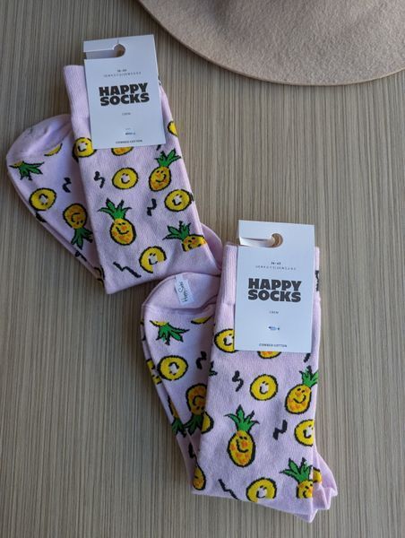 Шкарпетки жіночі Happy Socks рожеві Ананаси демісезонні фото