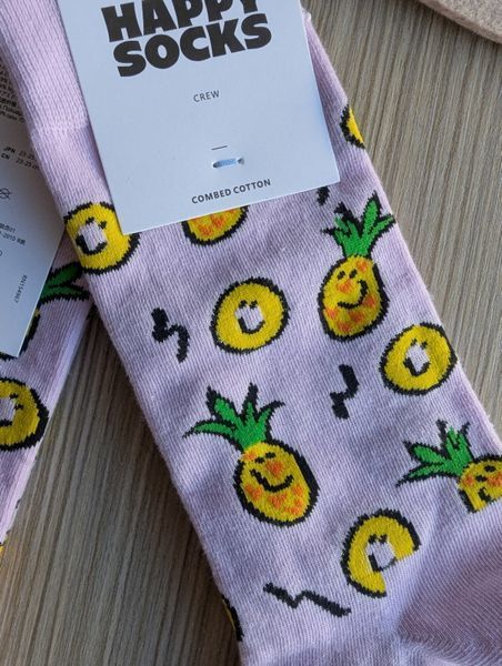 Шкарпетки жіночі Happy Socks рожеві Ананаси демісезонні фото