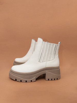 Жіночі ботильйони черевики Patterns 720545-6-18n шкіряні молочні демісезонні фото