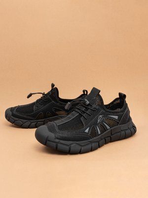 Чоловічі кросівки літні туфлі Fashion 851 чорні сітка фото