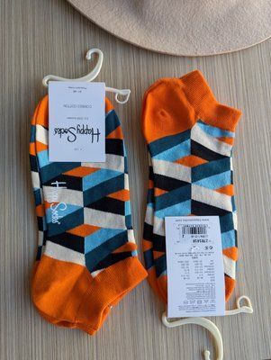 Шкарпетки короткі чоловічі Happy Socks помаранчеві Лабіринт демісезонні фото