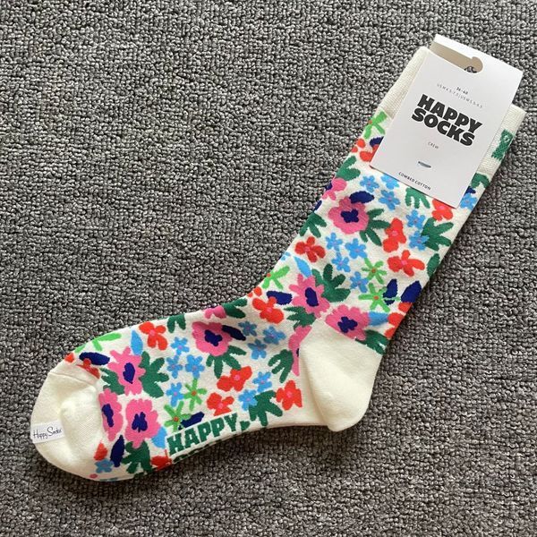 Шкарпетки жіночі Happy Socks білі Квіти демісезонні фото