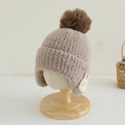 Дитяча шапка демісезонна Fashion коричнева з помпоном 50-54 фото