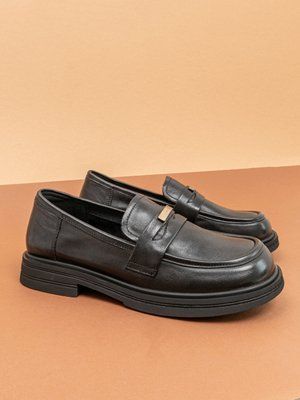 Жіночі лофери туфлі Fashion ZM258219 чорні натуральна шкіра фото