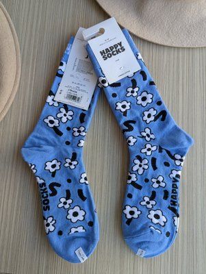 Шкарпетки жіночі Happy Socks блакитні Квіти демісезонні фото