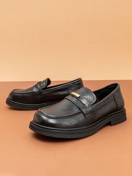 Жіночі лофери туфлі Fashion ZM258219 чорні натуральна шкіра фото