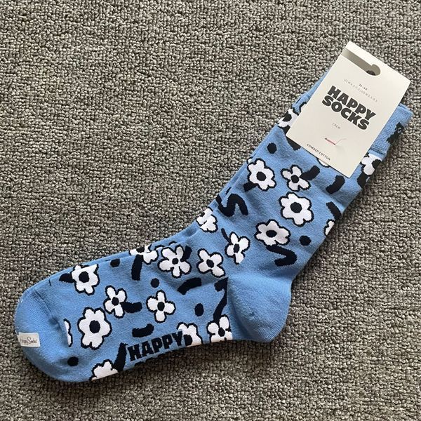 Шкарпетки жіночі Happy Socks блакитні Квіти демісезонні фото