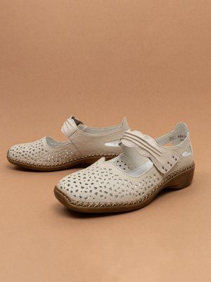 Жіночі літні туфлі Rieker 41399/60 бежеві натуральна шкіра фото