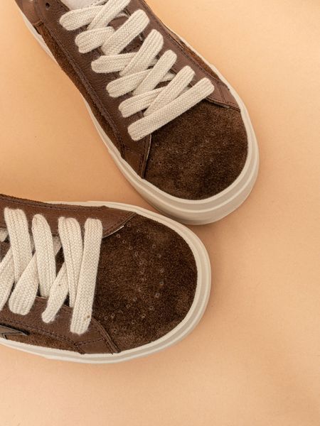 Жіночі кеди Fashion&nbsp;3138 коричневі натуральна замша демісезонні фото
