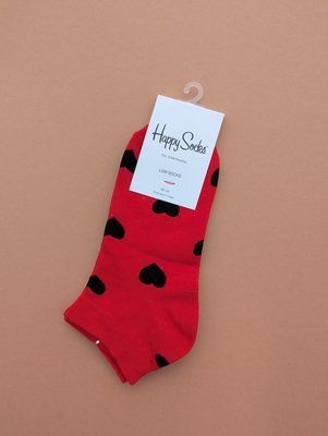 Шкарпетки короткі жіночі Happy Socks червоні Heart демісезонні фото