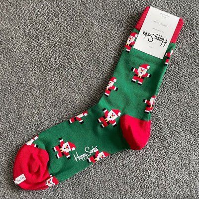 Святкові чоловічі шкарпетки Happy Socks зелені Санта демісезонні фото