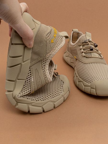 Чоловічі кросівки літні Fashion 2602 бежеві сітка фото