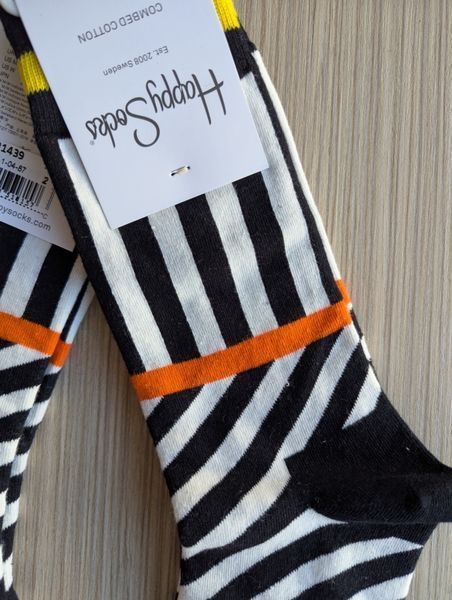 Шкарпетки жіночі Happy Socks чорно-білі Смужки демісезонні фото