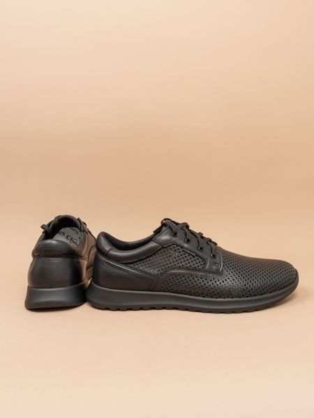 Чоловічі кросівки з перфорацією Clubshoes STNn чорні натуральна шкіра фото